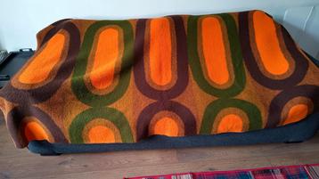 Vintage Deken Oranje Bruin Groen 220x150cm beschikbaar voor biedingen