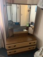 Vintage kaptafel met spiegel en lades, Ophalen, Gebruikt, 100 tot 150 cm, 150 tot 200 cm