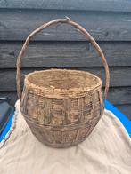 Leemmand van riet, Gebruikt, Mand, Rond, Ophalen of Verzenden