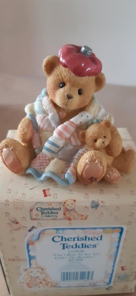 Cherished Teddies Can't bear to see you under the weather, Verzamelen, Beren en Cherished Teddies, Zo goed als nieuw, Beeldje