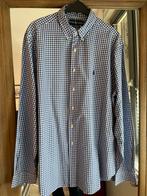 Ralph Lauren XL (maat 17) blauw ruitje, Ophalen of Verzenden, Gedragen, Blauw, Halswijdte 43/44 (XL)