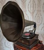 78 toeren hoorn grammofoon his masters voice  koperen hoorn, Antiek en Kunst, Ophalen of Verzenden