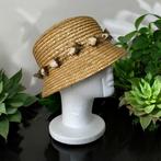 Vintage Hoed Een Maat Bruin Stro Bloemen Vroom & Dreesman, Verzenden, Hoed, One size fits all, Zo goed als nieuw