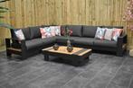 Megara Loungeset Lage Tafel Aluminium Teak Dark Grey SHOWROO, Bank, Aluminium, Ophalen of Verzenden, Zo goed als nieuw