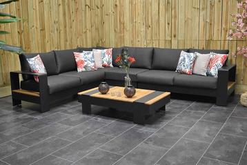 Megara Loungeset Lage Tafel Aluminium Teak Dark Grey SHOWROO beschikbaar voor biedingen