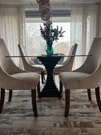 107 x 183cm Moderne Eettafel met glazen blad, Huis en Inrichting, Minder dan 4 stoelen, Zo goed als nieuw, Ophalen