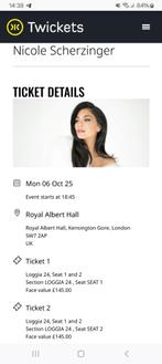 Concertkaarten Nicole Scherzinger, Royal Albert Hall, London, Twee personen, Oktober