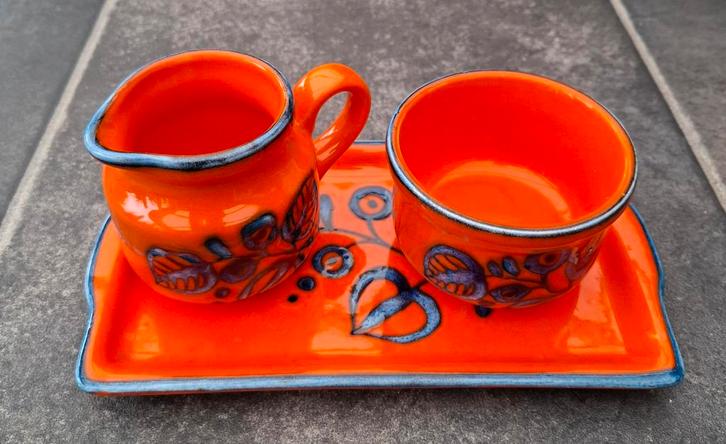 SMF Schramberg Aardewerk Melk en Suiker Set, jaren 70, Huis en Inrichting, Keuken | Servies, Ophalen of Verzenden