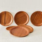 teak vintage Deens design ONDERZETTERS plywood Mid Century, Ophalen of Verzenden, Gebruikt, Glas of Kopje