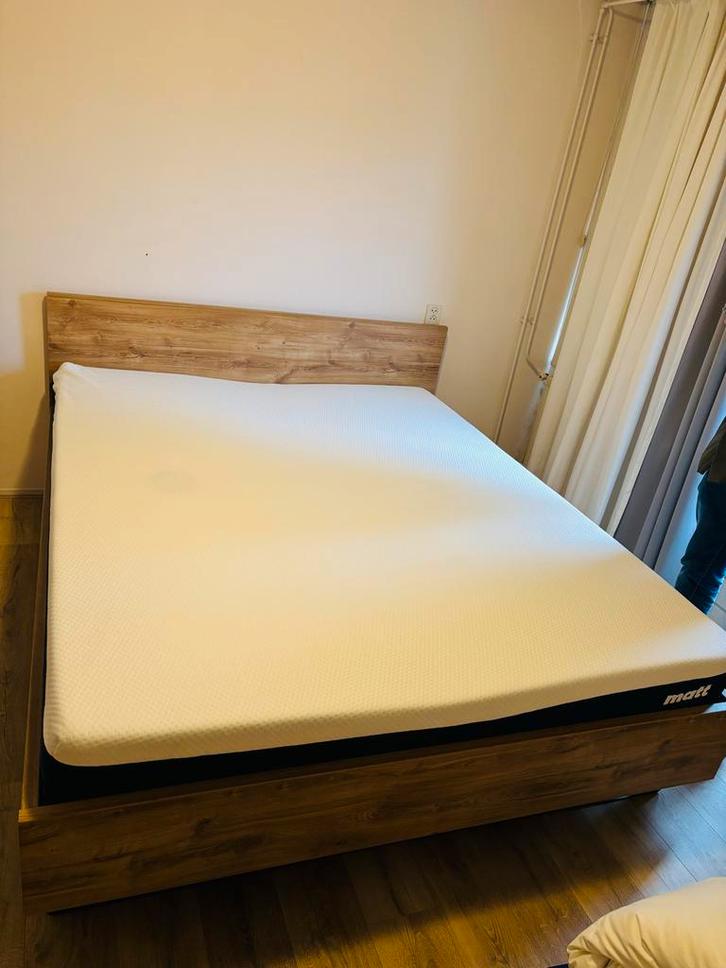 Extra lang bed 220x180 met Matt Sleep matras, Huis en Inrichting, Slaapkamer | Bedden, Nieuw, Tweepersoons, 180 cm, 220 cm, Hout