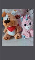 Knuffel farmies hond met geluid, en unicorn knuffel, Ophalen of Verzenden, Zo goed als nieuw, Hond