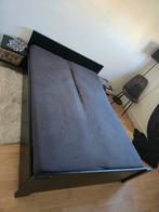 Tweepersoonsbed zwart met nachtkastjes, Ophalen, Tweepersoons, 140 cm
