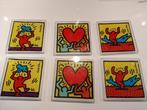 Set van 6 glazen Keith Haring onderzetters (10 x 10 cm), Ophalen of Verzenden, Zo goed als nieuw