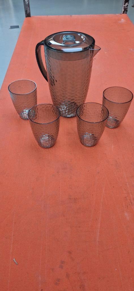 Schenkkan met 4 bekers, Antiek en Kunst, Antiek | Keukenbenodigdheden, Ophalen of Verzenden