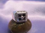 Mooie 925 zilveren ring Ø 17,4 mm met onyx en zirkonia, Verzenden, Nieuw, 17 tot 18, Dame of Heer