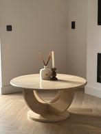 Travertin salontafel rond, Ophalen, Overige materialen, 50 tot 100 cm, Travertin japandi vintage marmeren natuursteen