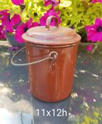 Vintage brocante bruin emaille melkkan, Tuin en Terras, Ophalen of Verzenden, Gebruikt