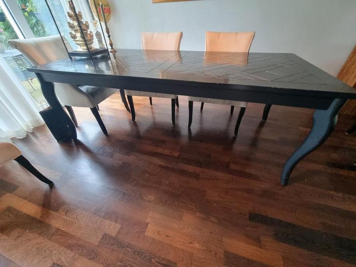 Zwarte Eetkamertafel - 220x105x80 cm, Huis en Inrichting, Tafels | Eettafels, Gebruikt, 100 tot 150 cm, 200 cm of meer, Vijf personen of meer