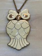 Vintage Uil Ketting, Gebruikt, Beige, Ophalen of Verzenden, Overige materialen