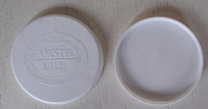Amstel Bier Bierfust afdekkapje wit, Verzamelen, Biermerken, Gebruikt, Reclamebord, Plaat of Schild, Amstel, Ophalen of Verzenden
