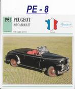 Pe8 autokaart peugeot 203 cabriolet ( 1951 ) afmeting 14 cm, Ophalen of Verzenden, Zo goed als nieuw, Auto's