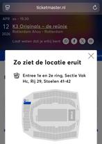 2 zitplaaten K3 reunie Ahoy zaterdag 12 april ‘26 15:00 u, Tickets en Kaartjes, Concerten | Overige, Twee personen, April