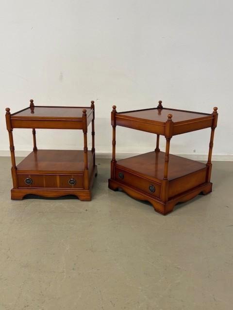 Lamptafel taxus, set van twee stuks, Huis en Inrichting, Tafels | Bijzettafels, Gebruikt, Vierkant, 45 tot 60 cm, Minder dan 55 cm