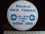 sticker rijschool Dick Verdam autorijschool autorijlessen, Ophalen of Verzenden, Zo goed als nieuw, Bedrijf of Vereniging