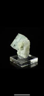 Prachtige aquamarijn met muscoviet op albiet, Verzamelen, Mineralen en Fossielen, Ophalen of Verzenden, Mineraal