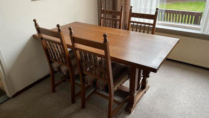 Eetkamertafel met 4x stoelen, Huis en Inrichting, Complete eetkamers, Gebruikt, 4 tot 6 stoelen, Ophalen