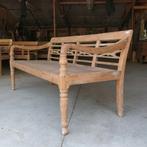 Diepe stationsbank RQ15 teak hout bank lounge Ibiza lounge, Ophalen of Verzenden