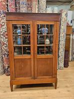 Antieke mahonie vitrinekast kast boekenkast servieskast, Huis en Inrichting, Kasten | Vitrinekasten, 100 tot 150 cm, Antiek, Ophalen of Verzenden