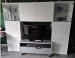 Wandmeubel (tv) hoogglans wit Ikea, Ophalen, 150 tot 200 cm, 25 tot 50 cm, Glas