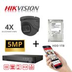 Complete 5MP Hikvision set 4x Turbo-HD audio dvr incl 1TB, Audio, Tv en Foto, Videobewaking, Nieuw, Buitencamera, Ophalen of Verzenden