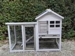 Konijnenhok wit/grijs/zwart met overdekte ren, Ophalen, Cavia, 90 cm of meer, Hok