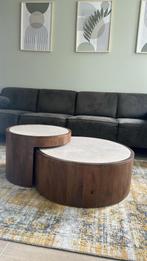 Ronde Salontafel Hazel Mangohout en marmer, Huis en Inrichting, Rond, Zo goed als nieuw, Minder dan 50 cm, Overige houtsoorten