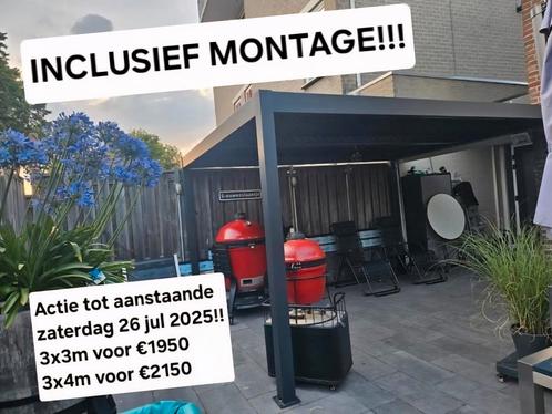 Terrasoverkapping pergola, Dubbele Lamellen, +montage, Tuin en Terras, Tuinhuizen, Nieuw, Ophalen
