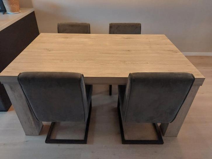 eettafel met 2 Salontafels en 4 Stoelen, Huis en Inrichting, Tafels | Eettafels, Gebruikt, 50 tot 100 cm, 150 tot 200 cm, Vier personen