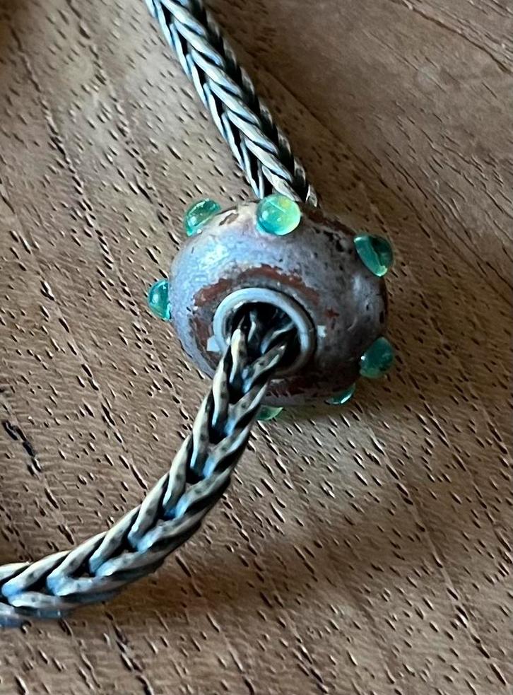 Trollbeads SHINING GREEN BUD, 61323, retired, Sieraden, Tassen en Uiterlijk, Bedels, Zo goed als nieuw, Trollbeads, Glas of Kristal