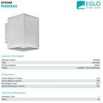 Aluminium design wandlamp type Eglo Madras, Ophalen of Verzenden, Gebruikt, Metaal, Design