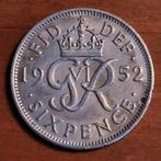 UK Sixpence 1952 George VI ZEER ZELDZAAM, Postzegels en Munten, Munten | Europa | Niet-Euromunten, Ophalen of Verzenden, Losse munt