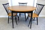 set ronde retro vintage eettafel en 4 tapiovaraa stoelen, Huis en Inrichting, Complete eetkamers, Onbekend, Zo goed als nieuw