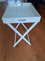 Bijzet tafeltje wit met los blad afm  48x37 als nieuw, Ophalen, Zo goed als nieuw, Hout