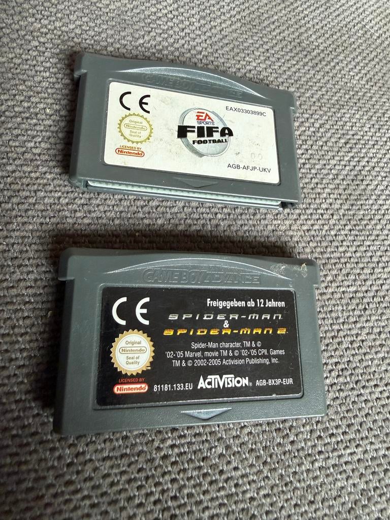 Game Boy Advance Games - FIFA & Spider-Man, Gebruikt, 1 speler, Ophalen of Verzenden, Vanaf 3 jaar