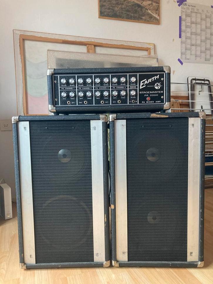 Earth Stagemaster PA 2000 met speakers - Gerestaureerd, Muziek en Instrumenten, Versterkers | Keyboard, Monitor en PA, Gebruikt