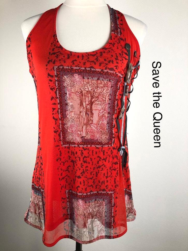 Save the Queen Blouse  (mt: 40) JR/8509, Kleding | Dames, Blouses en Tunieken, Zo goed als nieuw, Maat 38/40 (M), Rood, Ophalen of Verzenden