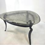 Salontafel smeedijzer glas mid century brutalist 70s, Huis en Inrichting, Tafels | Salontafels, Ophalen, Teakhout, 50 tot 100 cm