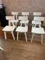 Mooie witte houten eetkamerstoelen van Piet Hein Eek / IKEA, Wit, Piet Hein Eek, Ophalen of Verzenden, Zo goed als nieuw