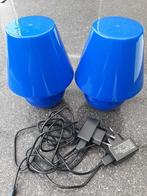 Twee blauwe Fatboy lampen met opladers in nieuwstaat., Huis en Inrichting, Lampen | Tafellampen, Kunststof, Fatboy lampen, Ophalen of Verzenden