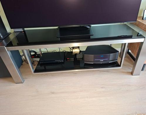 Design TV Meubel met Glas en Metaal, Huis en Inrichting, Kasten | Televisiemeubels, Zo goed als nieuw, Minder dan 100 cm, 100 tot 150 cm